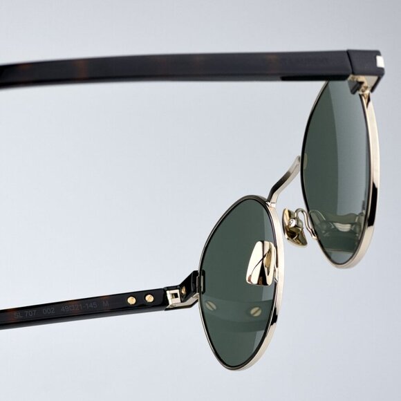 Saint Laurent SL707 002 BRAND NEW Sunglasses Gold Havana Green Oval Unisex - Picture 11 of 12